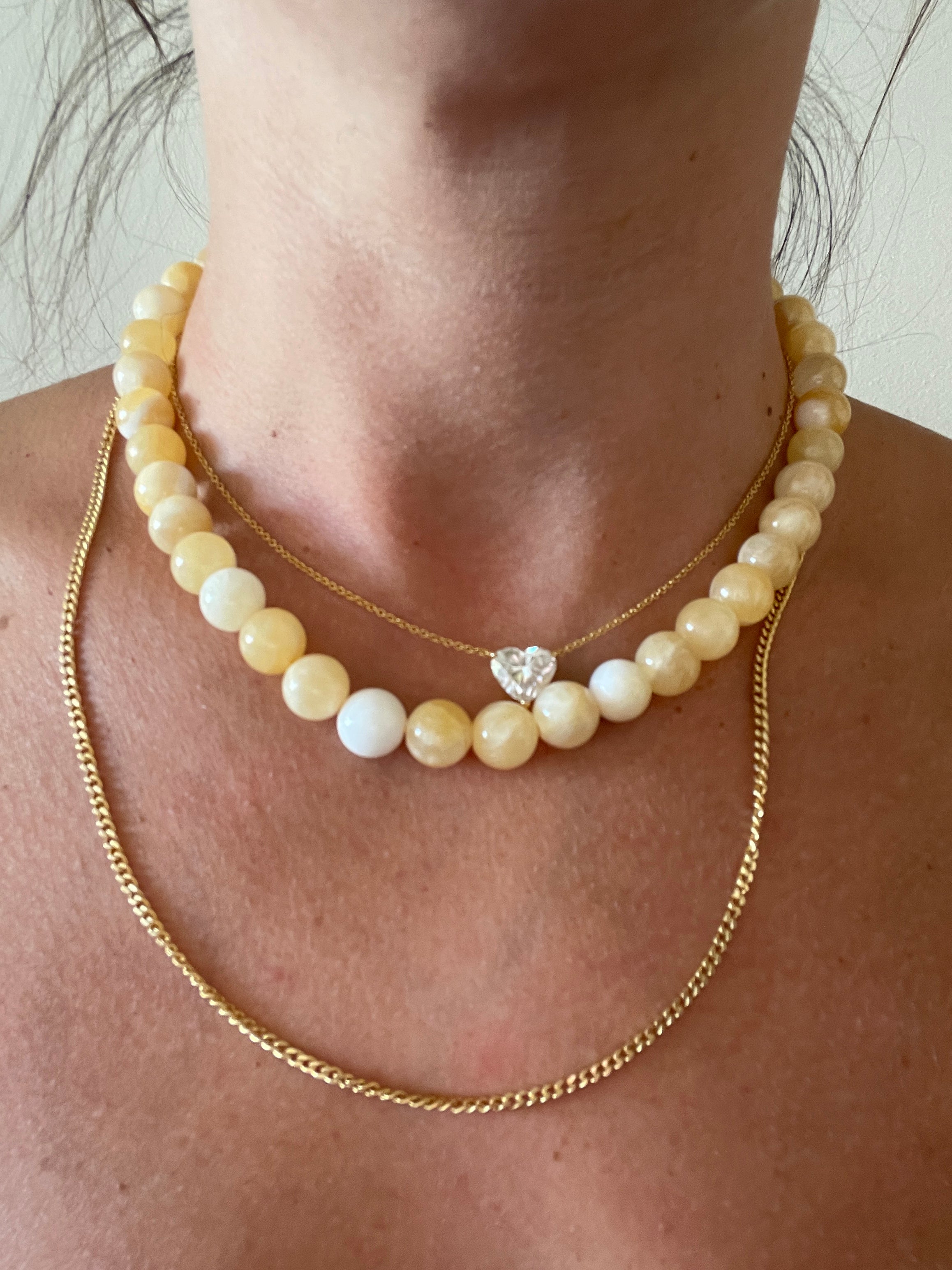 שרשרת אבן חן צהוב חמאה טבעית 8 מ״מ