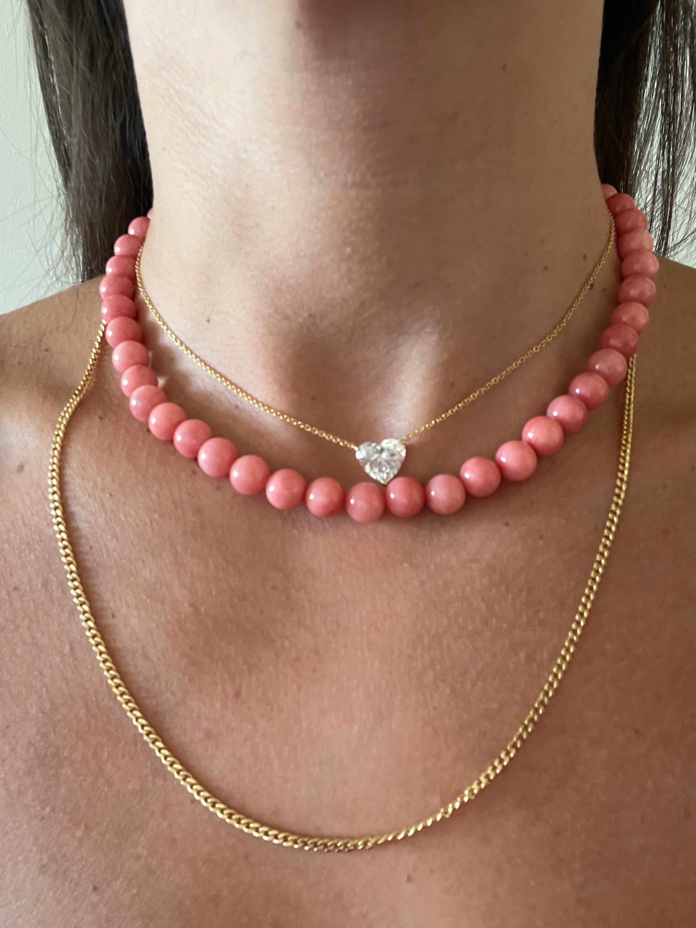 שרשרת אבן חן קורל טבעית 8 מ״מ