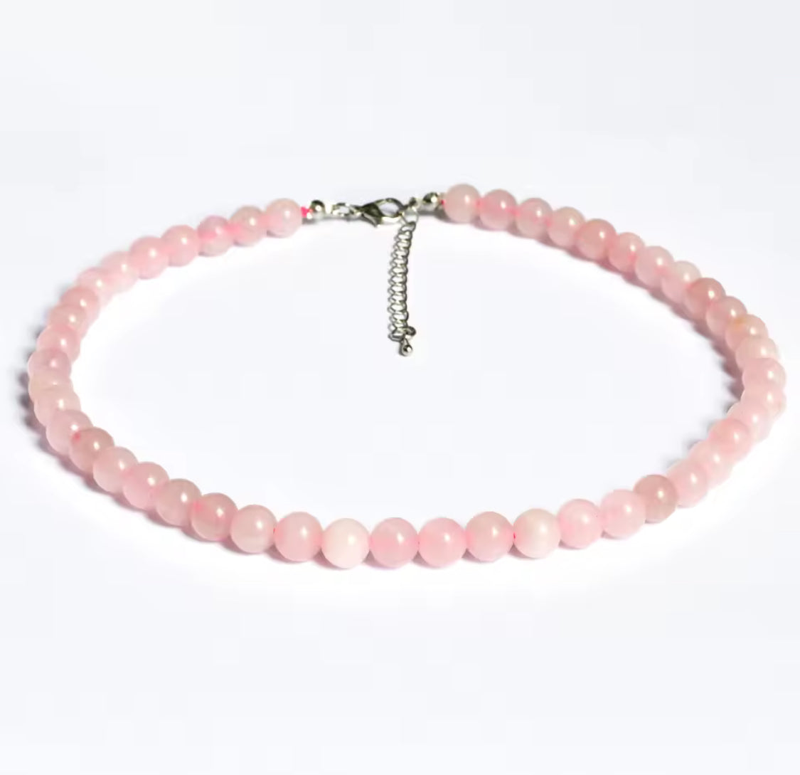 שרשרת אבן חן ורוד בייבי טבעית 8 מ״מ