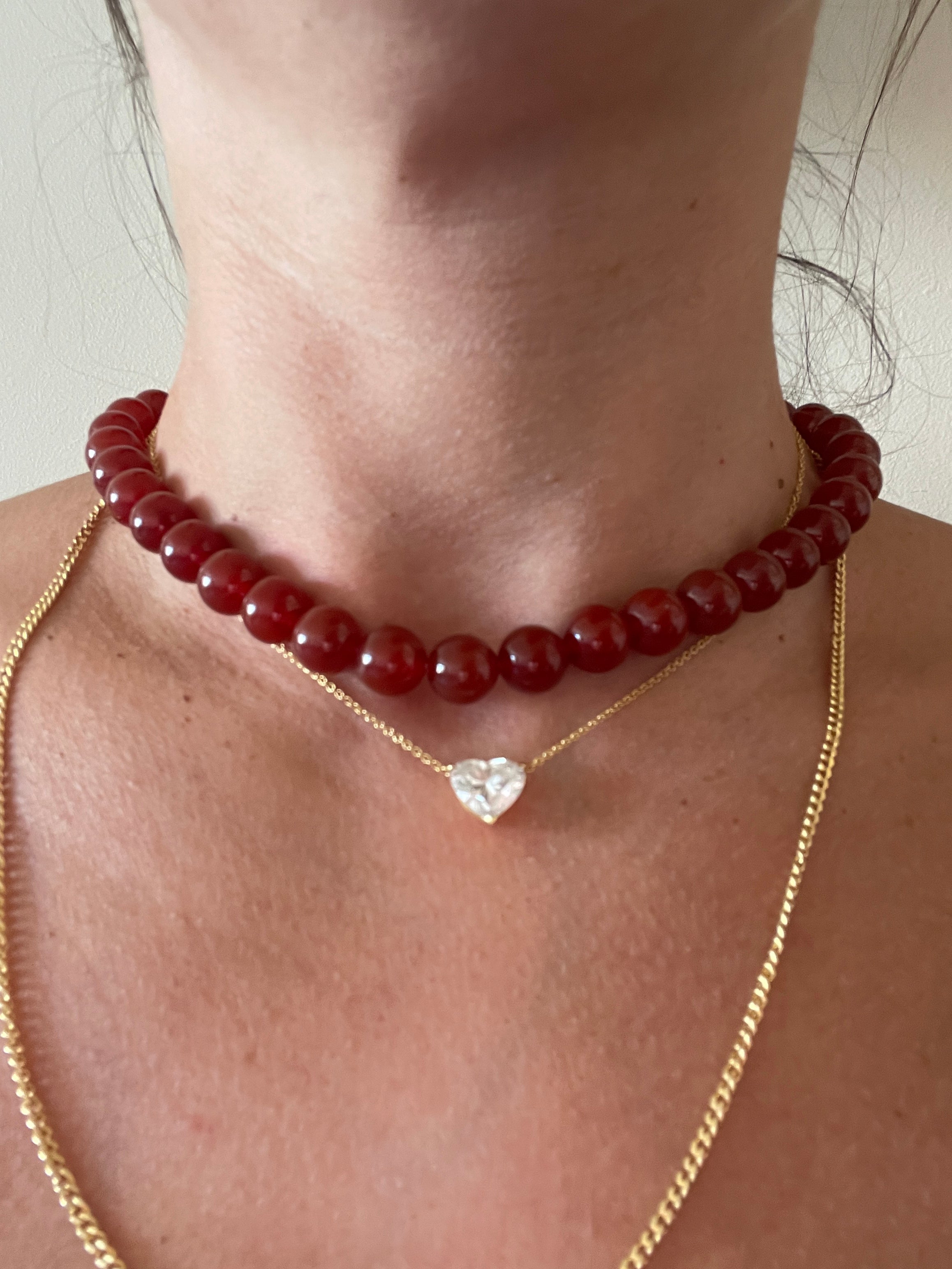 שרשרת אבן חן גרנט אדום יין טבעית 12 מ״מ