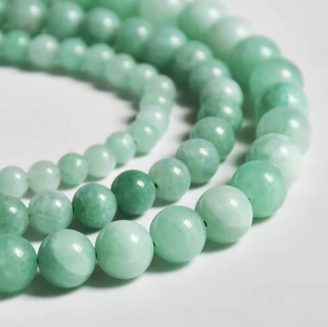 שרשרת אבן חן ג׳ייד טבעית 8 מ״מ