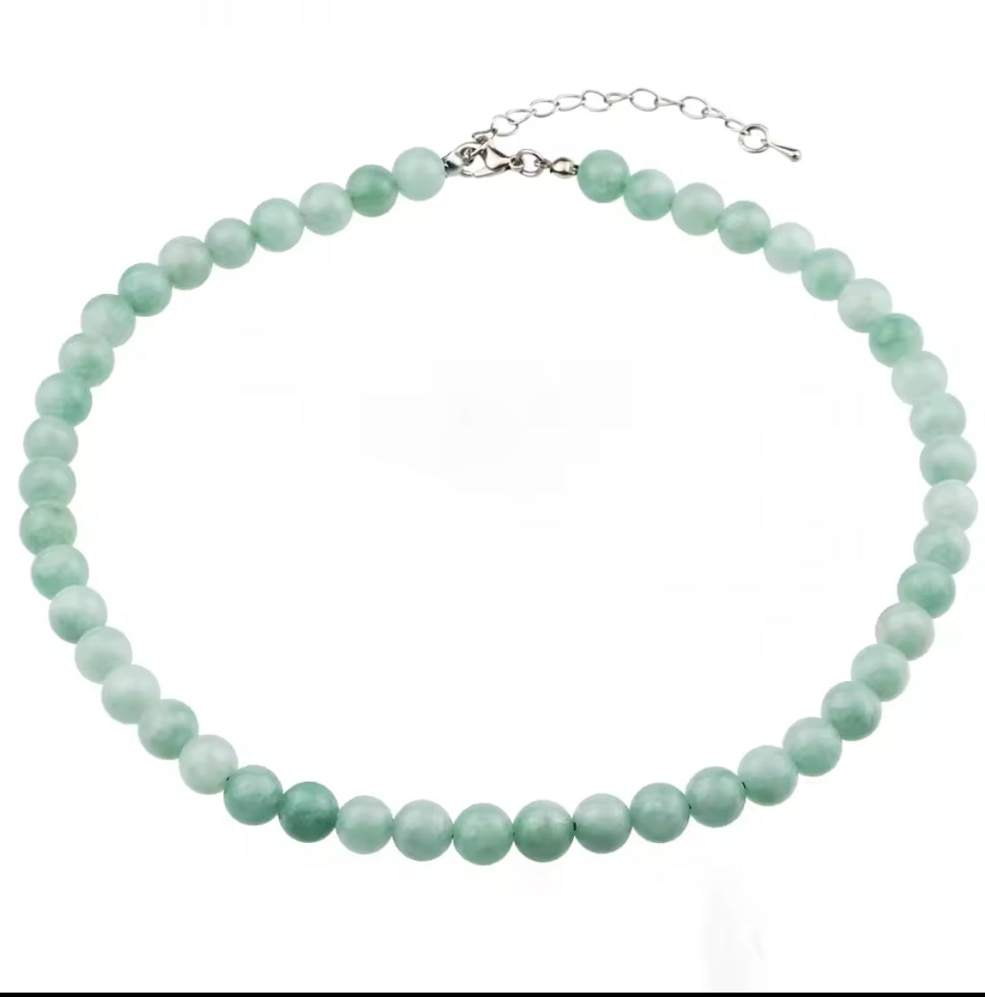 שרשרת אבן חן ג׳ייד טבעית 8 מ״מ