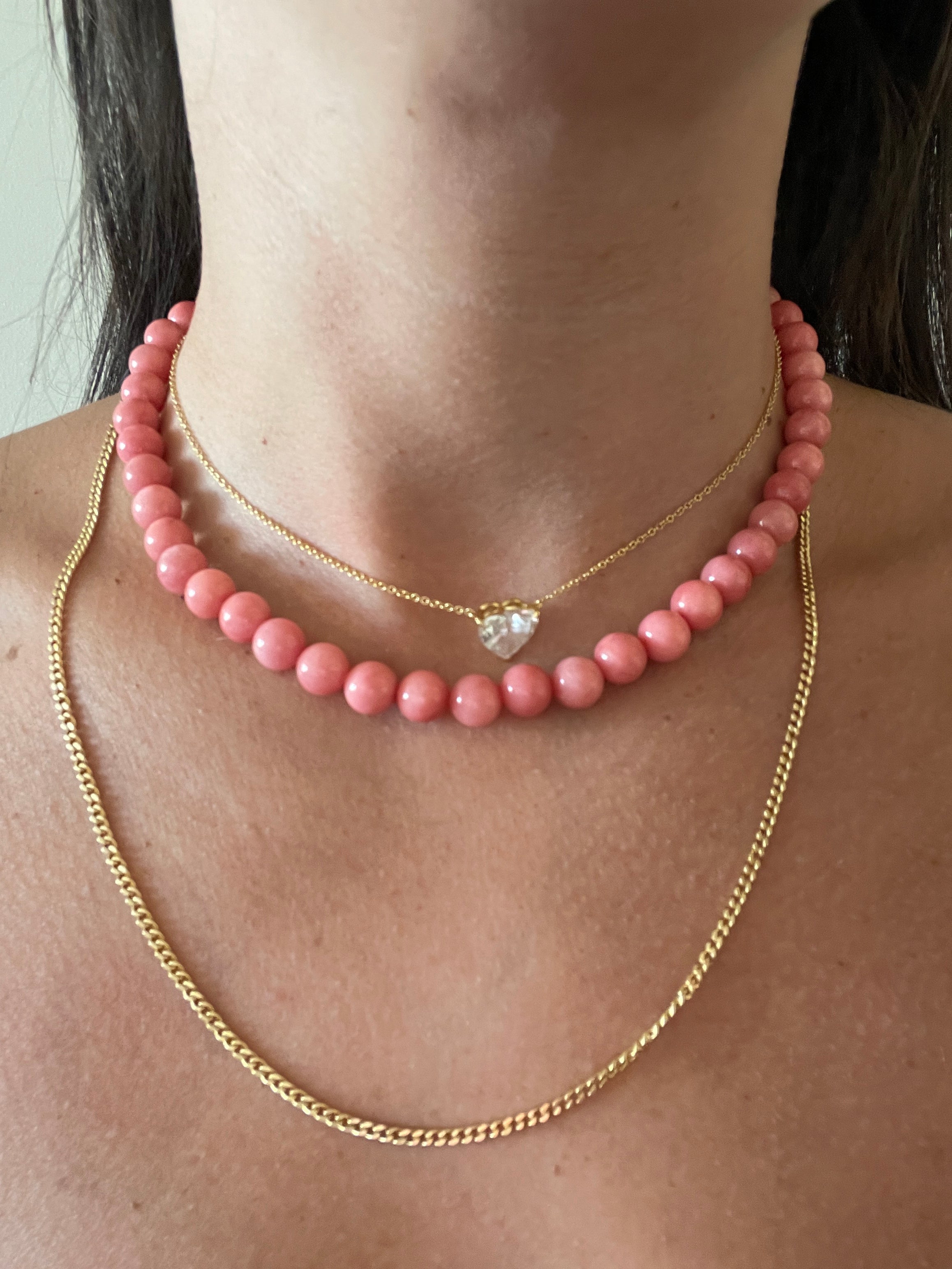 שרשרת אבן חן קורל טבעית 8 מ״מ