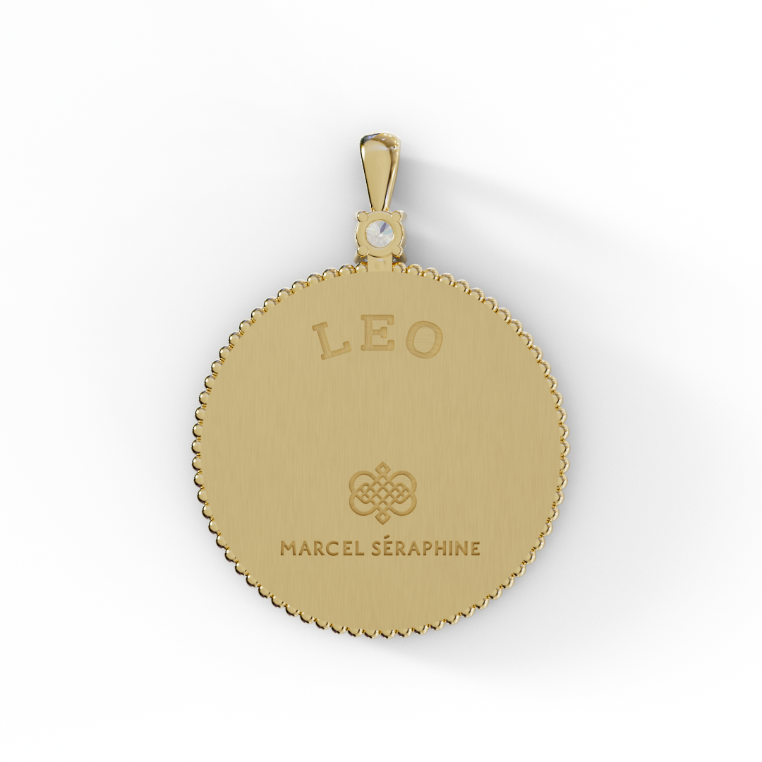 קמע מזל אריה עם שיבוץ היילו ביהלומים לבנים