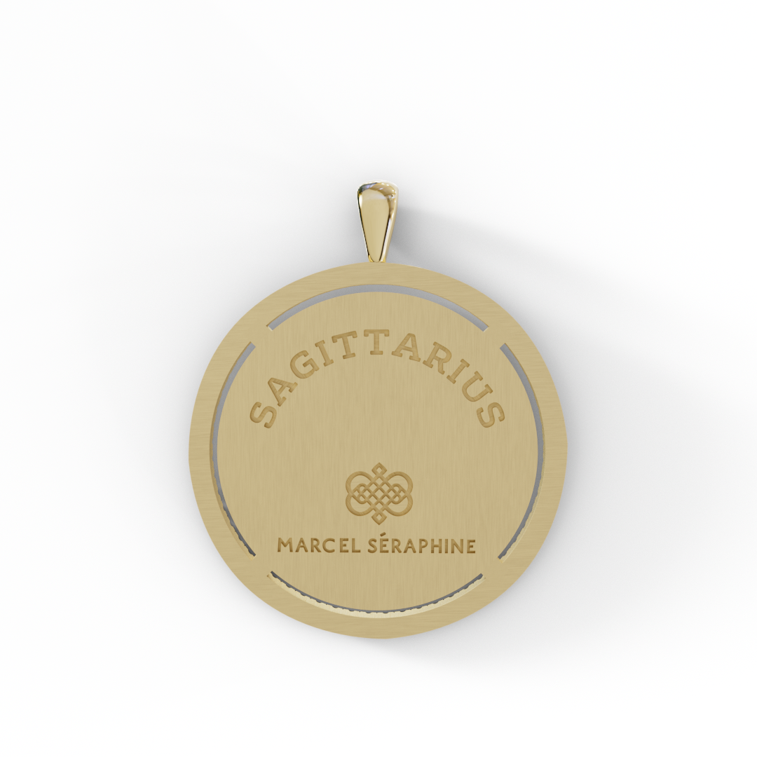 קמע מזל קשת עם שיבוץ סוליטר של יהלום לבן