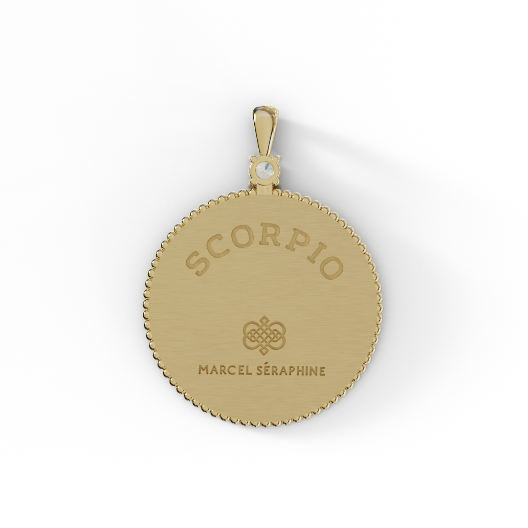 קמע מזל עקרב עם שיבוץ סוליטר של אבן המזל