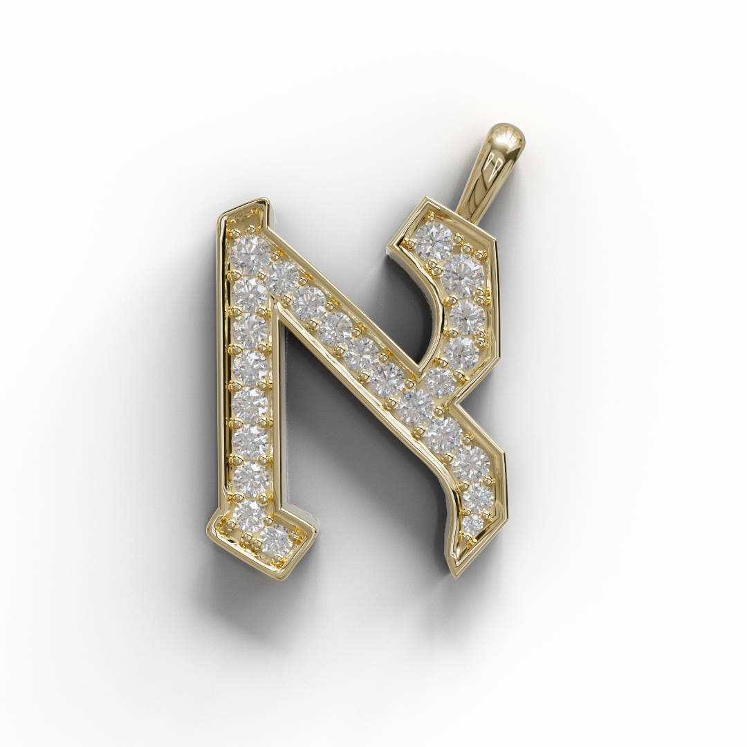 צמיד שם אותיות משובצות + 2 אלמנטים משובצים ביהלומים