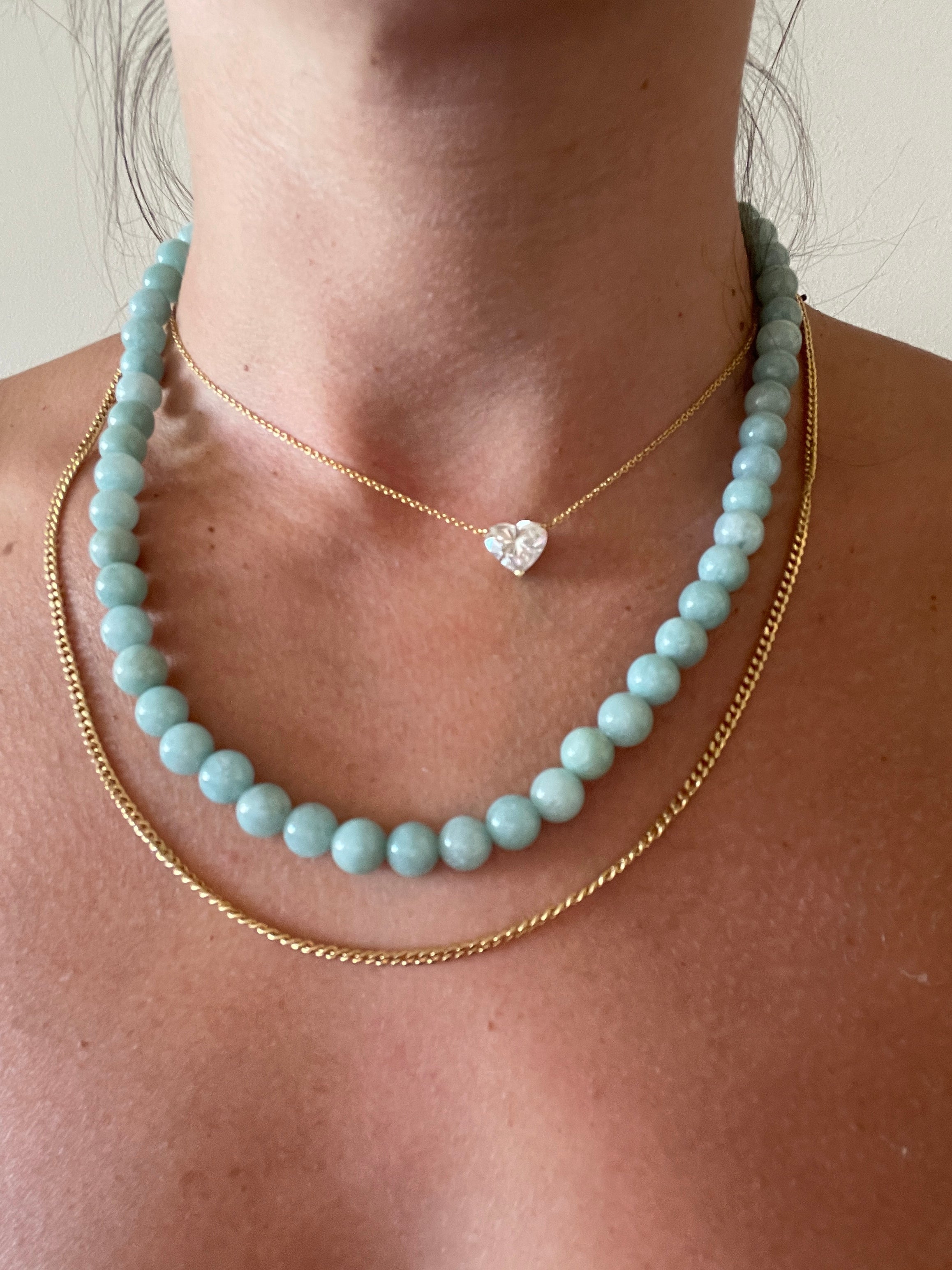 שרשרת אבן חן גייד גוון כחול / ירוק  טבעית 8 מ״מ