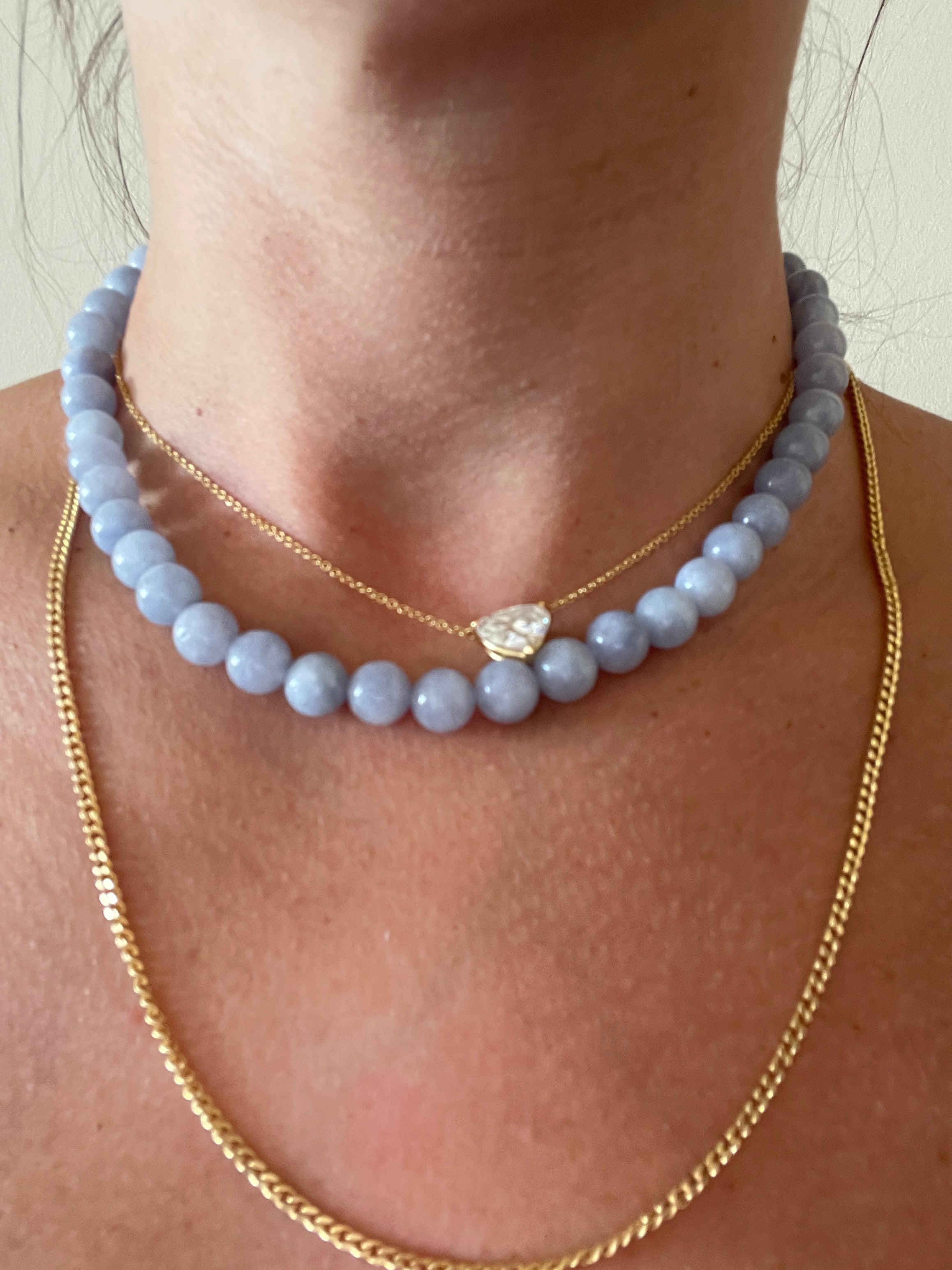 שרשרת אבן חן סגול לילך כהה טבעית 8 מ״מ