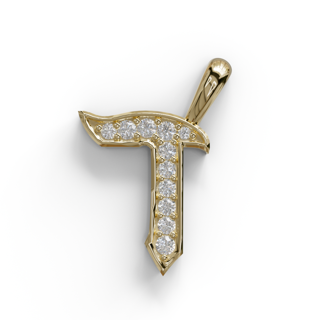 תליון אות קטנה משובצת