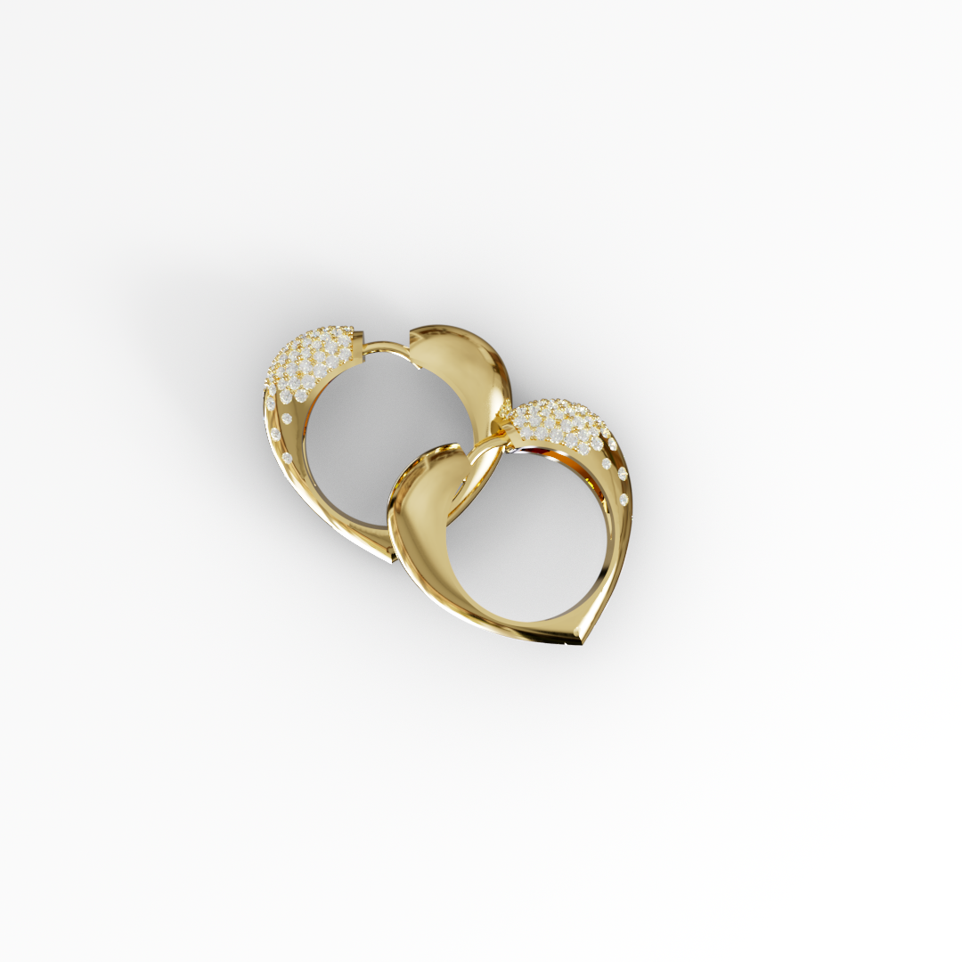 עגילי לב משובצים דו-צדדי מתהפך Éternal Heart Hoops