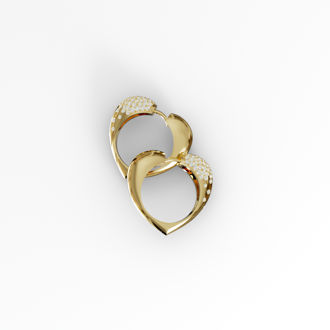 עגילי לב משובצים דו-צדדי מתהפך Éternal Heart Hoops