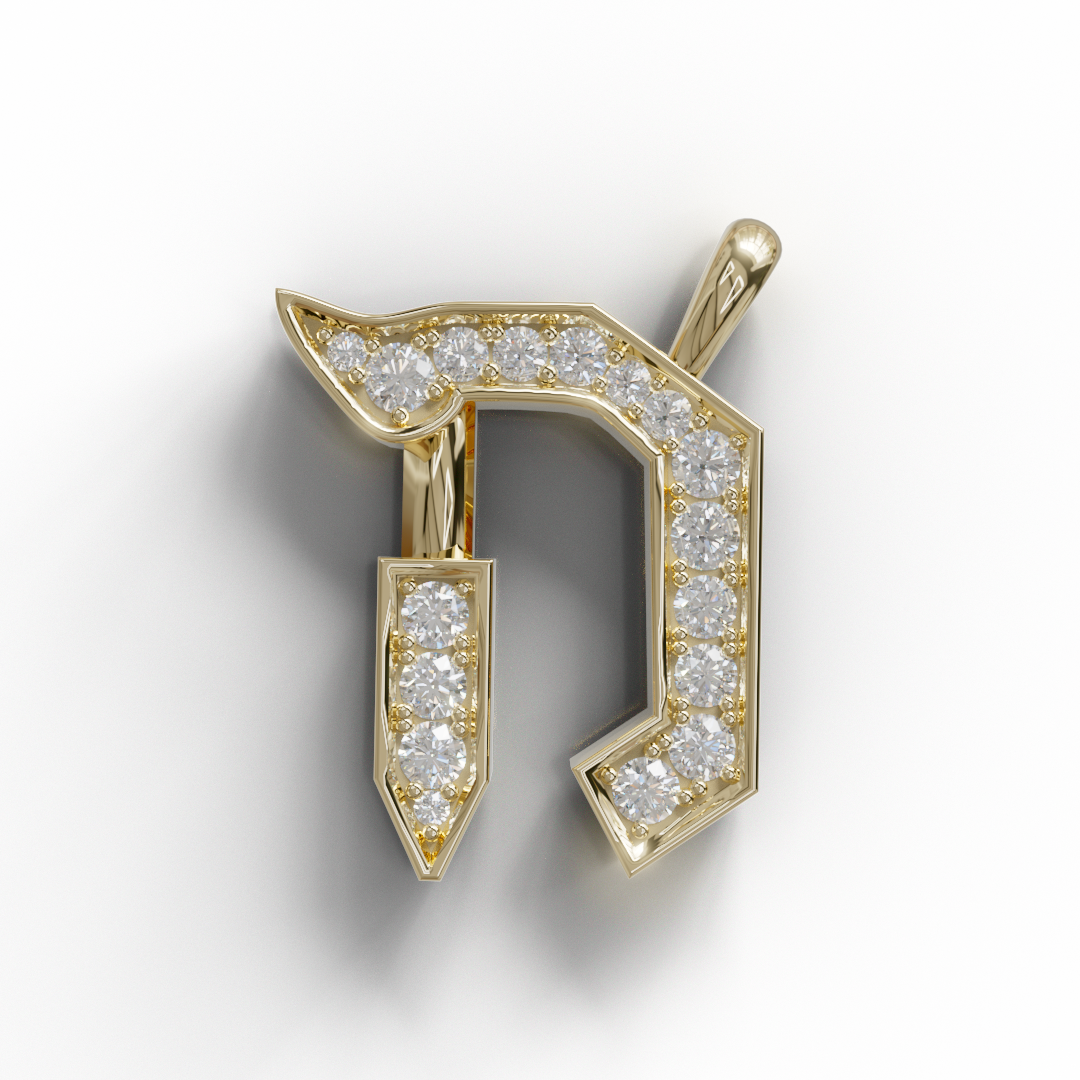 צמיד שם אותיות משובצות + 2 אלמנטים משובצים ביהלומים